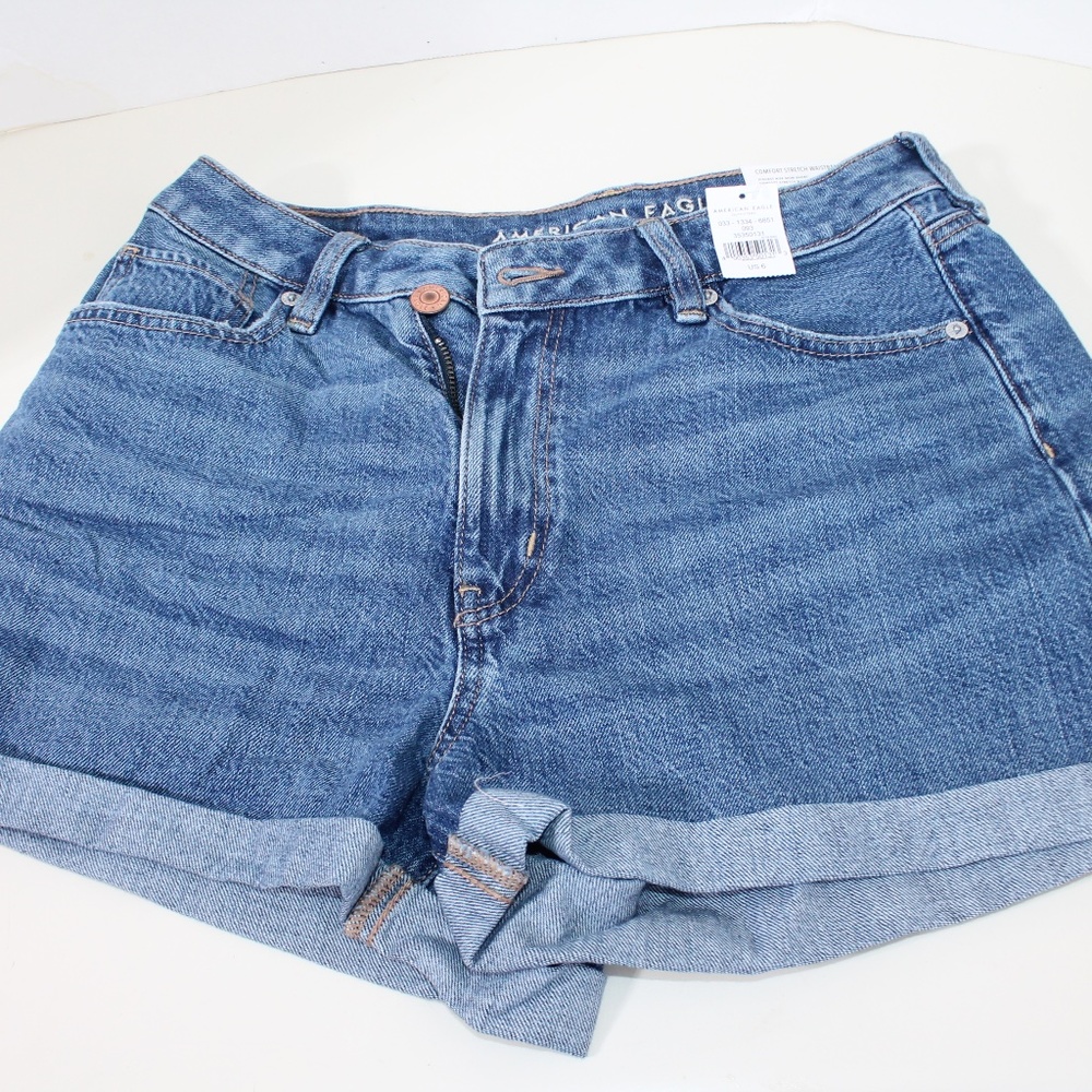 American Eagle Mom shorts comfort stretch waistband 6 28W new Blue